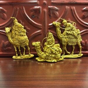Three Wise Men on Camels Gold Ornaments